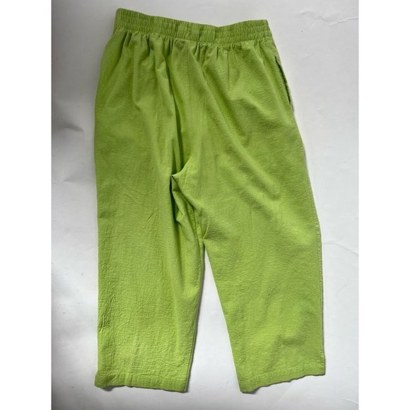 Fashion Classics Womens Cropped Pants Green Embroidered Butterfly Pockets XL - Picture 8 of 10